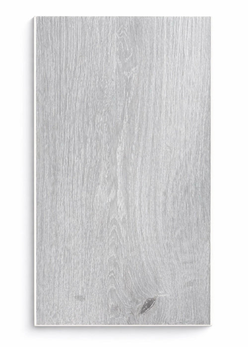 Grey Oak SPC vinyl flooring close up texture, light grey wood effect LVT plank 1220x183mm
